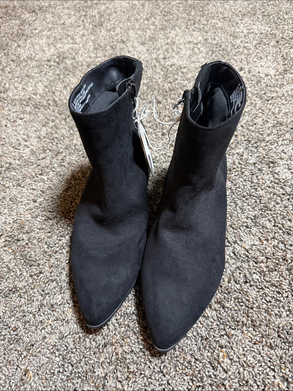 a new day Black Pointed Toe Suede Ankle Booties